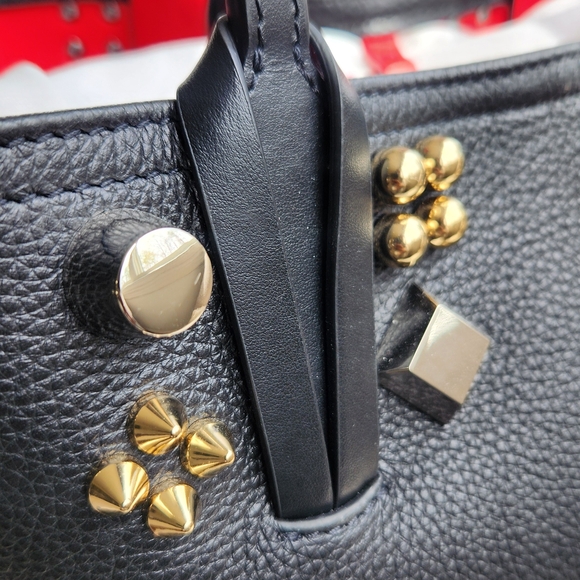Christian Louboutin Black Leather Studded Tote with Red Interior - Picture 7 of 9
